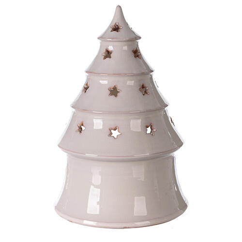 Árvore de Natal decoração com figuras Sagrada Família terracota branca e natural Deruta 25 cm 4