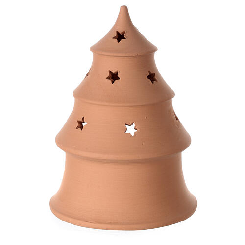 Christmas tree candle holder with white nativity set Deruta terracotta 15 cm 4