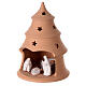 Christmas tree candle holder with white nativity set Deruta terracotta 15 cm s2