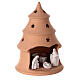 Christmas tree candle holder with white nativity set Deruta terracotta 15 cm s3