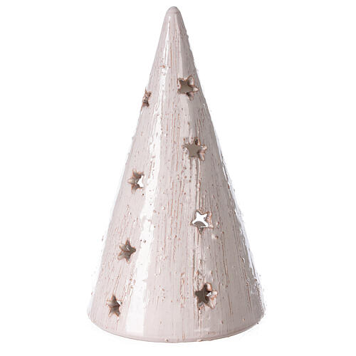 Cone tree with Holy Family in white gold Deruta terracotta 20 cm 4
