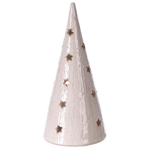 Cone tree with Holy Family in white gold Deruta terracotta 25 cm 4
