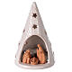 Crèche photophore cône blanc santons terre cuite Deruta 15 cm s1