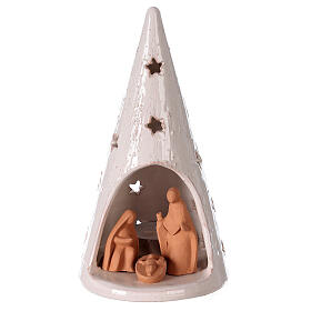 Christmas tree with Holy Family two-tone Deruta terracotta 20 cm