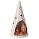 Cone Christmas tree candle holder with Nativity bicolored Deruta terracotta 20 cm s3