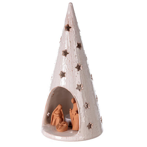 Décoration Noël crèche photophore terre cuite Deruta 25 cm bicolore 2