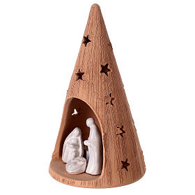 Coarse cone with Holy Family candle Deruta terracotta 20 cm