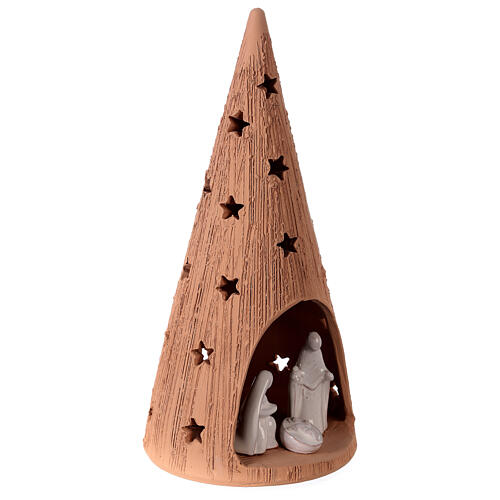 Christmas tree with white Holy Family set in Deruta terracotta 25 cm 3