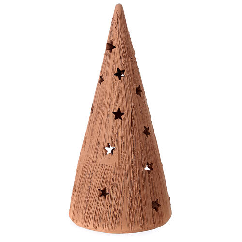 Árvore de Natal cónica terracota natural com figuras Natividade brancas e vela Deruta 25 cm 4