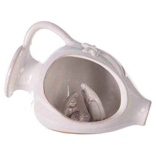 Biała amfora ze sceną Bożego Narodzenia, terakota, Deruta, 12 cm 1