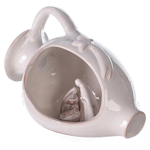 Biała amfora ze sceną Bożego Narodzenia, terakota, Deruta, 12 cm 2