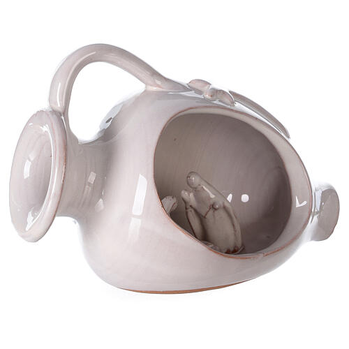 Biała amfora ze sceną Bożego Narodzenia, terakota, Deruta, 12 cm 3