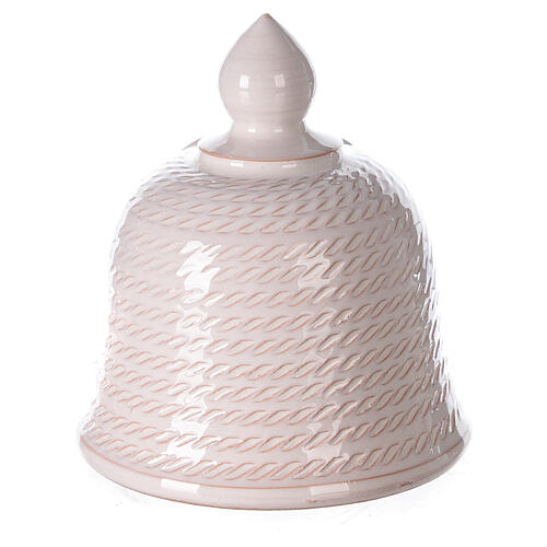 Dzwoneczek ze Świętą Rodziną z białej terakoty, Deruta, 12cm 4