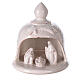 Bell with Holy Family set comet in white Deruta terracotta 12 cm s1