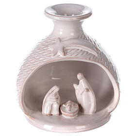 Vase weiß glasiert aus Terrakotta, 12 cm