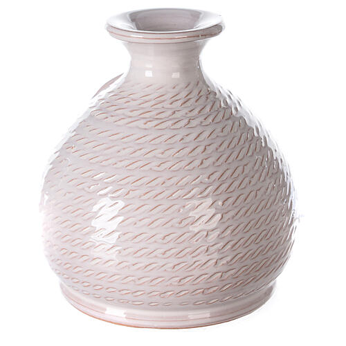 Rounded vase with white Nativity Deruta terracotta 12 cm 4