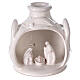 Nativity in shiny white Deruta terracotta jar 12 cm s1