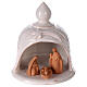 Terracotta nativity stable with Holy Family dark statues 12 cm s1