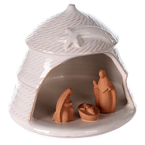 Nativity Deruta terracotta two-tone rounded pine 12 cm 3