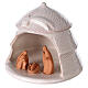 Terracotta nativity two-toned colored round pine 12 cm s2