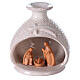 Miniature nativity set in white vase Deruta terracotta 12 cm s1