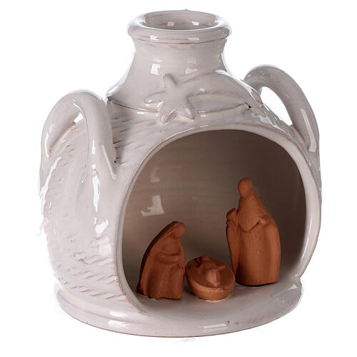 Ozdoba bożnonarodzeniowa ze Świętą Rodziną, terakota, Deruta, 12 cm 3