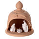 Holy Family inside bell in natural terracotta white nativity set Deruta 12 cm s1