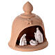 Holy Family inside bell in natural terracotta white nativity set Deruta 12 cm s3