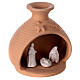 Nativity scene in terracotta vase white Deruta terracotta 12 cm s3