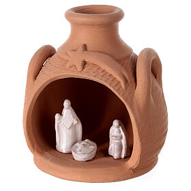 Jar with handles in white Deruta terracotta statues 12 cm