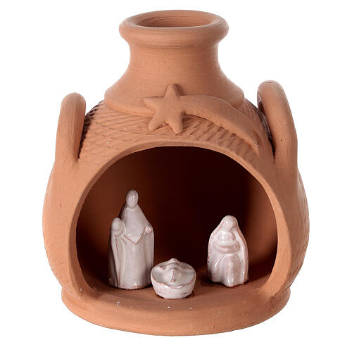 Jar with handles in white Deruta terracotta statues 12 cm 1