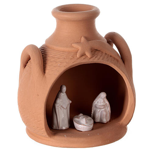 Jar with handles in white Deruta terracotta statues 12 cm 3