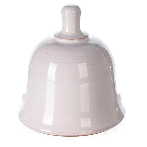 Ozdoba Bożonarodzeniowa mini dzwonek biały, terakota, Deruta, 10 cm 4