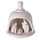White Nativity scene inside bell in Deruta terracotta 10 cm s1
