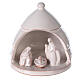 Rounded pine with mini Nativity in white Deruta terracotta 10 cm s1