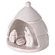 Rounded pine with mini Nativity in white Deruta terracotta 10 cm s2