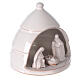 Rounded pine with mini Nativity in white Deruta terracotta 10 cm s3