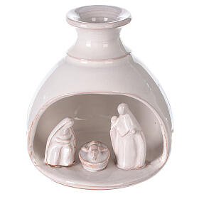 Krippenszene in Vase Jesu Geburt aus Terrakotta in weiß, 10 cm
