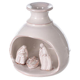 Krippenszene in Vase Jesu Geburt aus Terrakotta in weiß, 10 cm