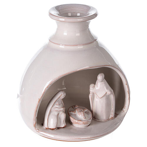 Krippenszene in Vase Jesu Geburt aus Terrakotta in weiß, 10 cm 3