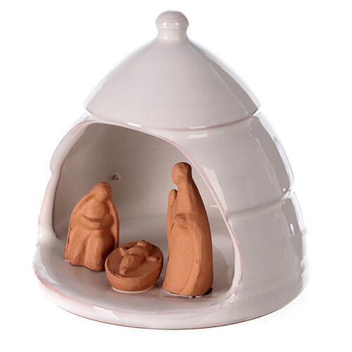 Mini szopka w stylizowanej terakocie, Deruta, z naturalnymi figurkami, 10 cm 2
