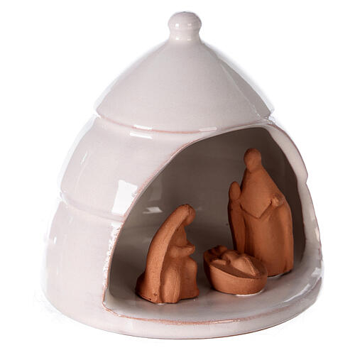 Mini szopka w stylizowanej terakocie, Deruta, z naturalnymi figurkami, 10 cm 3