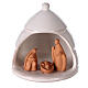 Nativity inside mini pine white statues Deruta 10 cm s1