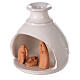Crèche miniature vase terre cuite blanche santons naturels Deruta 10 cm s2