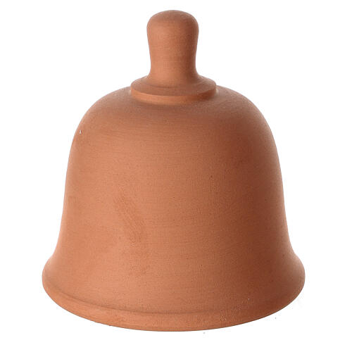 Krippenszene in kleiner Glocke Jesu Geburt aus Terrakotta zweifarbig, 10 cm 4