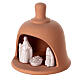Terracotta bell with white Nativity set Deruta 10 cm s2