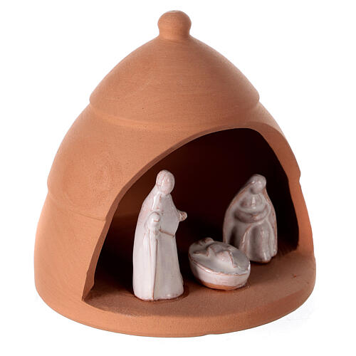 Cabana Natividade de Jesus mini pinheiro terracota bicolor Deruta 10 cm 3
