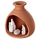 Krippenszene in kleiner Vase Jesu Geburt aus Terrakotta zweifarbig, 10 cm s2