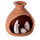 Turned vase with miniature Nativity scene in two-tone Deruta terracotta 10 cm s3