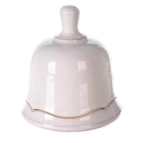 Krippenszene in kleiner Glocke zum öffnen Jesu Geburt aus Terrakotta weiß, 10 cm 3